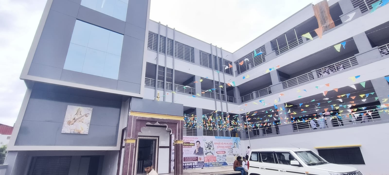 Courtyard between the academic wings, decorated for inauguration